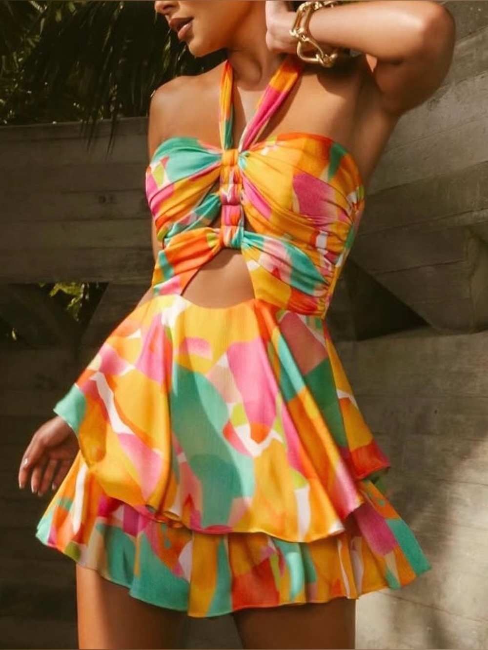 AKIRA Multicolor Strapless Romper